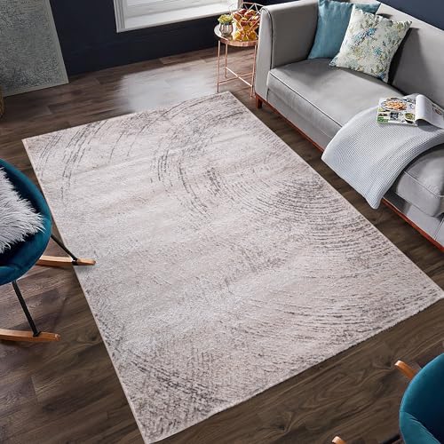 Carpetilla Designer Wohnzimmer Teppich Abstrakte Musterung Modern Cream-Grau (120x170 cm) von Carpetilla