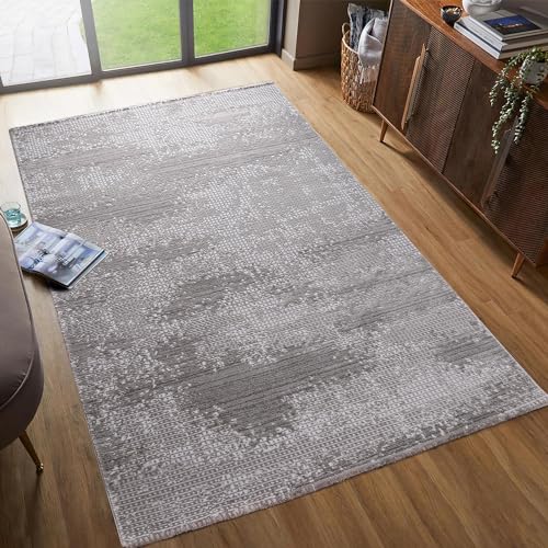 Carpetilla Designer Wohnzimmer Teppich Abstrakte Musterung Modern Grau Grau (200x290 cm) von Carpetilla