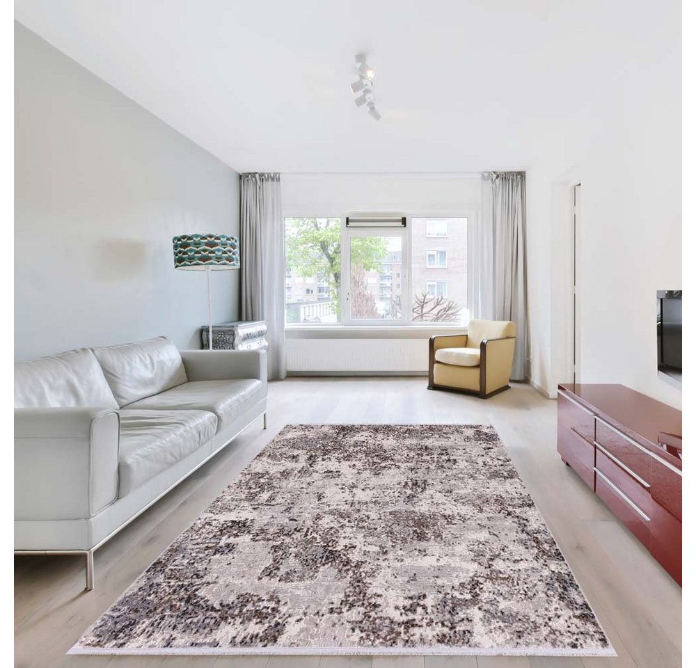 Carpetilla Designteppich Wohnzimmer Teppich Designer Teppich abstrakte modern Grau-Beige, Rechtekig, Höhe: 13 mm, Wohnzimmer, Esszimmer, Kinderzimmer, Schlafezimmer von Carpetilla