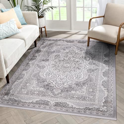 Carpetilla Senfony Orientalischer Teppich mit Bordüre Grau/Beige (240x340 cm) von Carpetilla