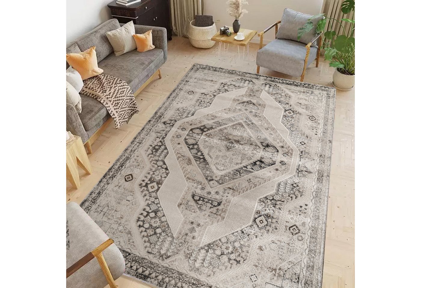 Carpetilla Teppich Designer Teppich Wohnzimmer Design Farbig Beige, Klassischer Läufer mit Kunstvollem Ornamenten Wohnzimmer Teppich Carpetilla Teppich Designer Teppich Wohnzimmer Design Farbig Beige, Klassischer Läufer mit Kunstvollem Ornamenten Wohnzimmer Teppich von Carpetilla
