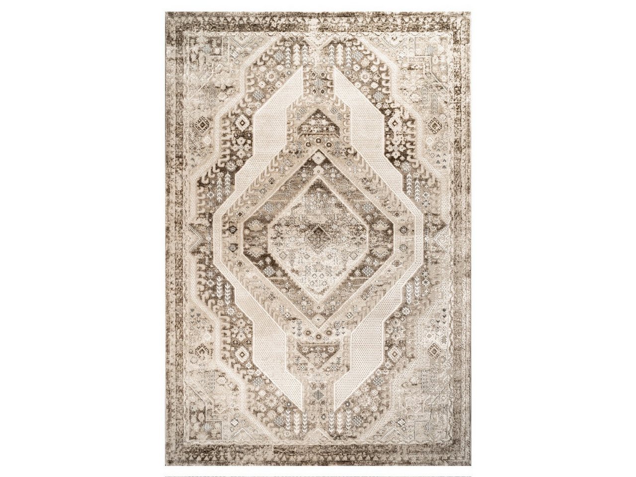 Carpetilla Teppich Designer Teppich Wohnzimmer Design Farbig Beige, Klassischer Läufer mit Kunstvollem Ornamenten Wohnzimmer Teppich von Carpetilla