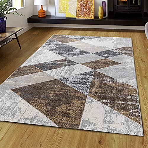 Carpetilla Designer Teppich Palmas Kurzflor Abstrakt Musterung für Wohnzimmer & Schlafzimmer Braun/Grau (120x170 cm) von Carpetilla