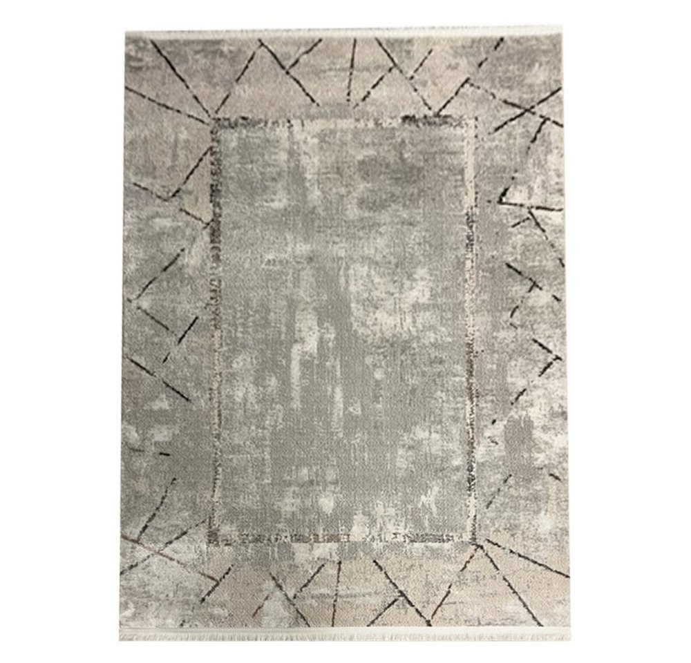 Designteppich Designer Teppich Abstrakte Musterung Modern Grau Grau, Carpetilla, Rechtetig, Höhe: 12 mm, Kurzfloor, Wohnzimmer, KInderzimmer, schlafzimmer von Carpetilla