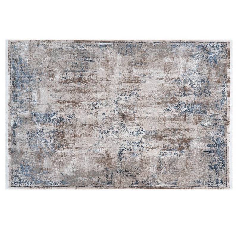 Carpetilla Designteppich Designer Wohnzimmer Teppich abstrakte Musterung modern Cream blau, Rechteckig, Höhe: 10 mm, Wohnzimmer von Carpetilla