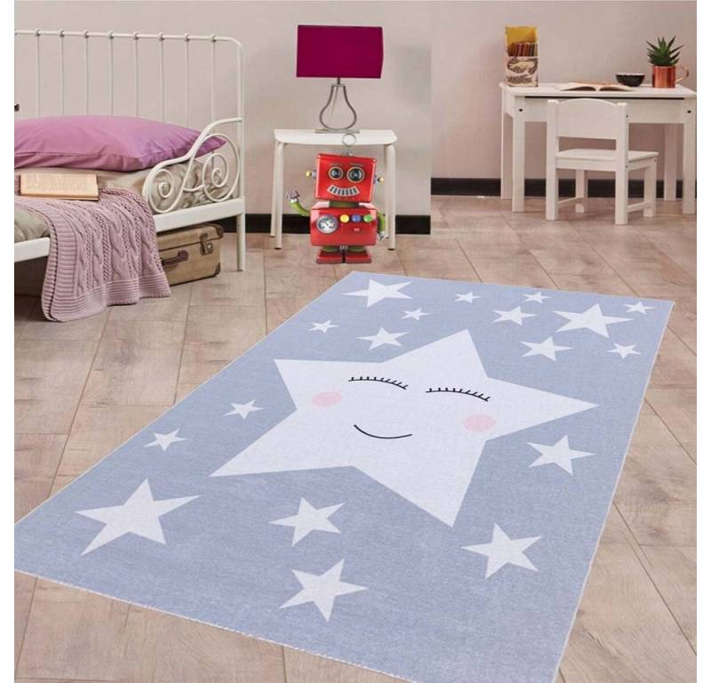 Kinderteppich Teppich Kinderteppich rechteckig, waschbar, Baumwolle, Carpetilla, Rechtekig, Höhe: 6 mm, Kinderzimmer von Carpetilla