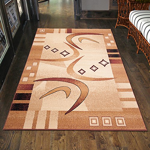 Carpeto Designer Teppich Modern Gestreift Muster In Beige - ÖKO TEX (80 x 150 cm) von Carpeto Rugs