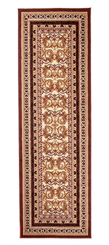 Carpeto Klassisch Läufer Teppich Braun 70 x 200 cm Ornamente Muster Kurzflor Verona Kollektion von Carpeto Rugs