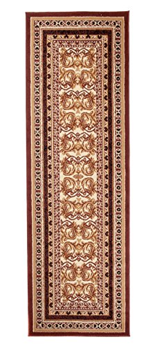 Carpeto Klassisch Läufer Teppich Braun 80 x 300 cm Ornamente Muster Kurzflor Verona Kollektion von Carpeto Rugs