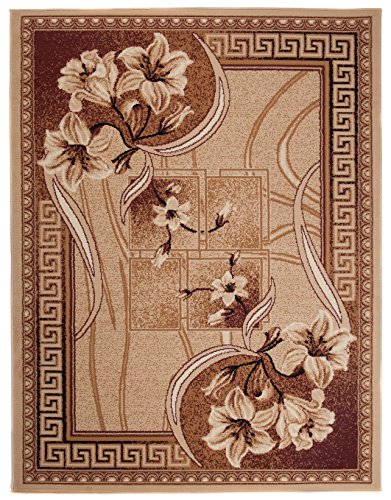 Carpeto Klassisch Teppich Beige 180 x 250 cm Blumen Muster Kurzflor Verona Kollektion von Carpeto Rugs