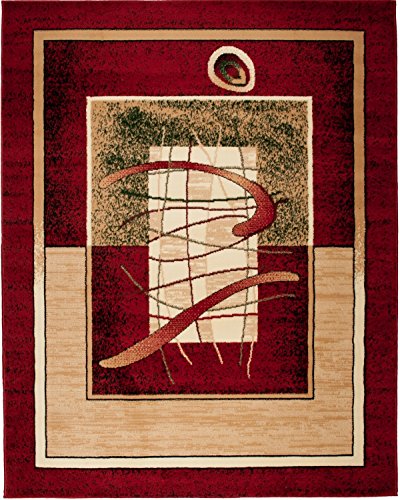 Carpeto Klassisch Teppich Rot 120 x 170 cm Bordüre Muster Kurzflor Verona Kollektion von Carpeto Rugs