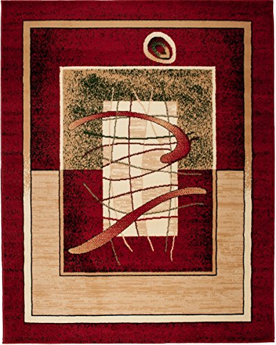 Carpeto Klassisch Teppich Rot 220 x 300 cm Bordüre Muster Kurzflor Verona Kollektion von Carpeto Rugs