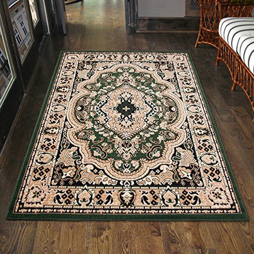 Carpeto Klassischer Orientteppich & Perserteppich mit Orientalisch Muster Kurzflor in Grün/TOP Preis - ÖKO TEX (220 x 300 cm) von Carpeto