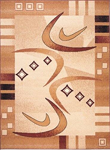Carpeto Modern Teppich Beige 100 x 200 cm Geometrische Muster Kurzflor Verona Kollektion von Carpeto Rugs