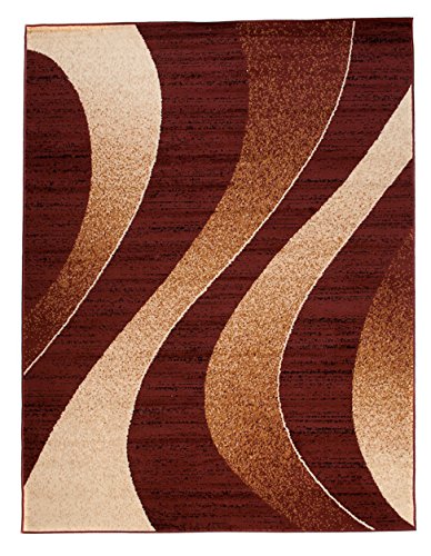 Carpeto Modern Teppich Braun 250 x 300 cm Wellen Muster Kurzflor Monaco Kollektion von Carpeto Rugs