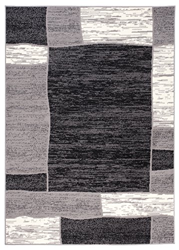 Carpeto Modern Teppich Grau 200 x 300 cm Geometrische Muster Kurzflor Monaco Kollektion von Carpeto Rugs