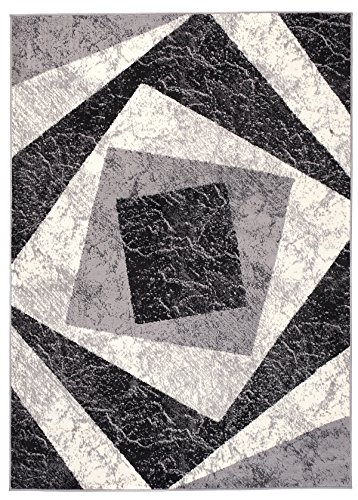 Carpeto Modern Teppich Grau 250 x 350 cm Geometrische Muster Kurzflor Monaco Kollektion von Carpeto Rugs