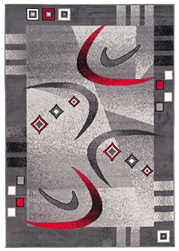 Carpeto Modern Teppich Grau 300 x 400 cm Geometrische Muster Kurzflor Monaco Kollektion von Carpeto Rugs