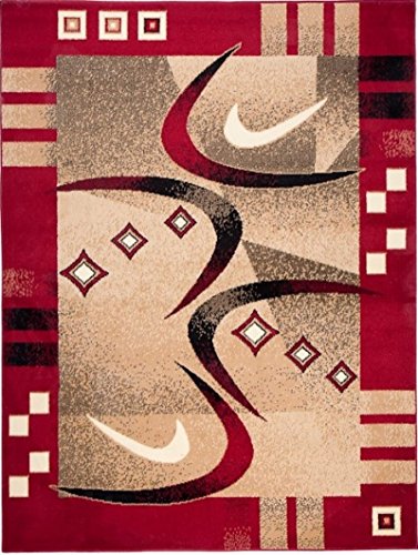Carpeto Modern Teppich Rot 160 x 220 cm Geometrische Muster Kurzflor Verona Kollektion von Carpeto Rugs