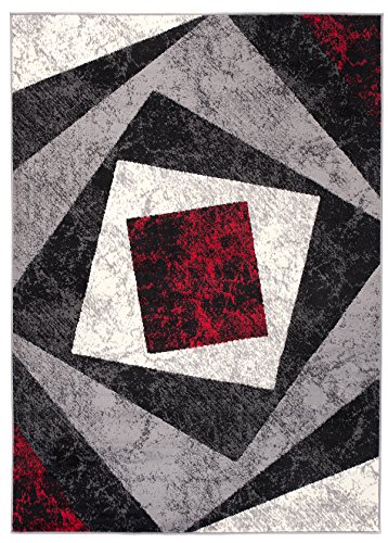 Carpeto Modern Teppich Schwarz 250 x 300 cm Geometrische Muster Kurzflor Monaco Kollektion von Carpeto Rugs