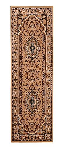 Carpeto Orientteppich Läufer Teppich Beige 70 x 250 cm Medaillon Muster Kurzflor Verona Kollektion von Carpeto Rugs