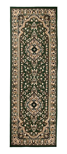 Carpeto Orientteppich Läufer Teppich Grün 100 x 150 cm Medaillon Muster Kurzflor Verona Kollektion von Carpeto Rugs