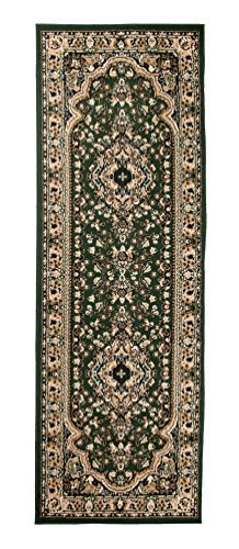 Carpeto Orientteppich Läufer Teppich Grün 70 x 250 cm Medaillon Muster Kurzflor Verona Kollektion von Carpeto Rugs
