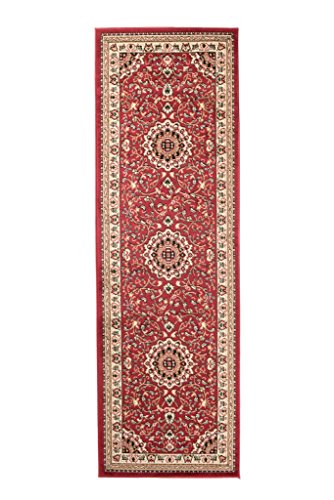 Carpeto Orientteppich Läufer Teppich Rot 70 x 200 cm Medaillon Muster Kurzflor Verona Kollektion von Carpeto Rugs