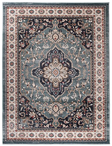 Carpeto Orientteppich Teppich Blau 120 x 170 cm Medaillon Klassisch Muster - Wohnzimmer Schlafzimmer Esszimmer von Carpeto Rugs