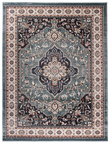 Carpeto Orientteppich Teppich Blau 140 x 200 cm Medaillon Klassisch Muster - Wohnzimmer Schlafzimmer Esszimmer von Carpeto Rugs