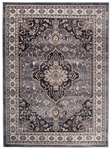 Carpeto Orientteppich Teppich Grau 200 x 300 cm Medaillon Klassisch Muster - Wohnzimmer Schlafzimmer Esszimmer von Carpeto Rugs