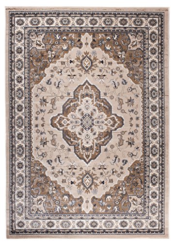 Carpeto Orientteppich Teppich Hellbeige 160 x 220 cm Medaillon Klassisch Muster - Wohnzimmer Schlafzimmer Esszimmer von Carpeto Rugs