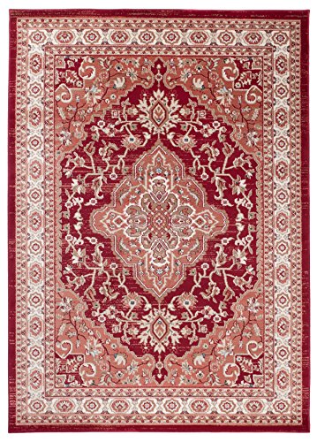 Carpeto Orientteppich Teppich Rot 160 x 220 cm Medaillon Klassisch Muster - Wohnzimmer Schlafzimmer Esszimmer von Carpeto Rugs