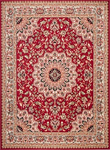 Carpeto Orientteppich Teppich Rot 250 x 300 cm Medaillon Muster Kurzflor Verona Kollektion von Carpeto Rugs