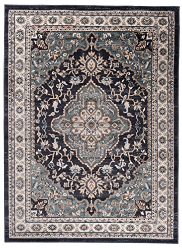 Carpeto Orientteppich Teppich Schwarz 120 x 170 cm Medaillon Klassisch Muster - Wohnzimmer Schlafzimmer Esszimmer von Carpeto Rugs