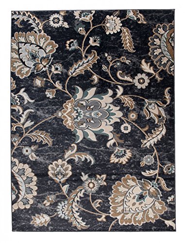 Carpeto Orientteppich Teppich Schwarz 300 x 400 cm Blumen Muster Emirat Kollektion von Carpeto Rugs