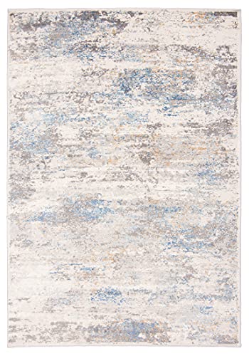 Carpeto Rugs Abstraktes Vintage Designer Teppich - Kurzflor - Weich Teppich für Wohnzimmer, Schlafzimmer, Esszimmer - ÖKO-TEX Wohnzimmerteppich - Teppiche - Beige Blau - 80 x 150 cm von Carpeto Rugs