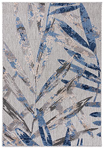 Carpeto Rugs Blattmuster In- & Outdoor Teppich Wetterfest für Balkon, Terasse - Balkon Teppich Wasserfest - Outdoorteppich Wetterfest - Aussenteppich Terrasse Groß - Grau Blau 1-80 x 150 cm Carpeto Rugs Blattmuster In- & Outdoor Teppich Wetterfest für Balkon, Terasse - Balkon Teppich Wasserfest - Outdoorteppich Wetterfest - Aussenteppich Terrasse Groß - Grau Blau 1-80 x 150 cm von Carpeto Rugs