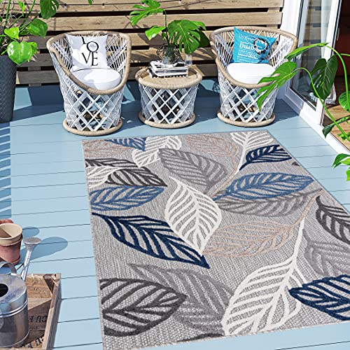 Carpeto Rugs Blattmuster In- & Outdoor Teppich Wetterfest für Balkon, Terasse - Balkon Teppich Wasserfest - Outdoorteppich Wetterfest - Aussenteppich Terrasse Groß - Grau Blau 4-80 x 200 cm Carpeto Rugs Blattmuster In- & Outdoor Teppich Wetterfest für Balkon, Terasse - Balkon Teppich Wasserfest - Outdoorteppich Wetterfest - Aussenteppich Terrasse Groß - Grau Blau 4-80 x 200 cm von Carpeto Rugs