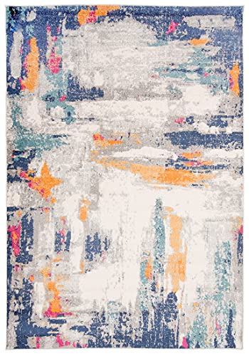 Carpeto Rugs Bunt Abstraktes Modern Designer Teppich - Kurzflor - Weich Teppich für Wohnzimmer, Schlafzimmer, Esszimmer - ÖKO-TEX Wohnzimmerteppich - Teppiche - Blau Bunt - 200 x 300 cm von Carpeto Rugs