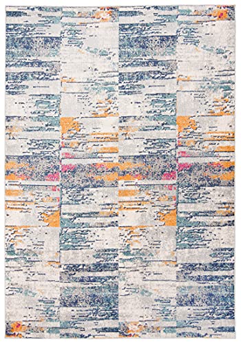 Carpeto Rugs Bunt Abstraktes Modern Designer Teppich - Kurzflor - Weich Teppich für Wohnzimmer, Schlafzimmer, Esszimmer - ÖKO-TEX Wohnzimmerteppich - Teppiche - Blau Bunt Orange - 160 x 230 cm von Carpeto Rugs