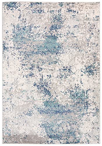 Carpeto Rugs Bunt Abstraktes Modern Designer Teppich - Kurzflor - Weich Teppich für Wohnzimmer, Schlafzimmer, Esszimmer - ÖKO-TEX Wohnzimmerteppich - Teppiche - Blau Grau - 120 x 170 cm von Carpeto Rugs