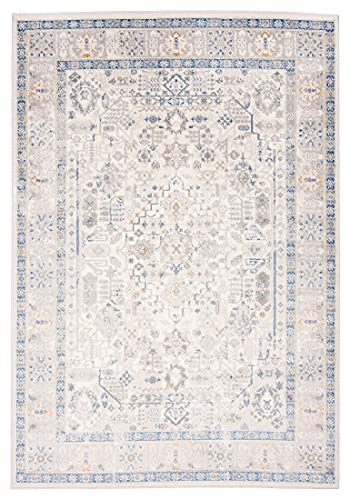 Carpeto Rugs Ethno Vintage Teppich - Kurzflor - Weich Teppich für Wohnzimmer, Schlafzimmer, Esszimmer - ÖKO-TEX Wohnzimmerteppich - Teppiche - Creme Blau - 140 x 200 cm von Carpeto Rugs