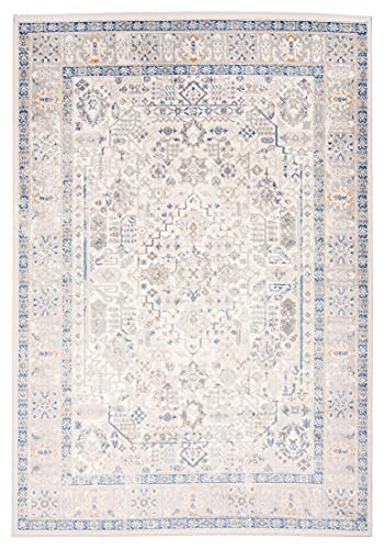 Carpeto Rugs Ethno Vintage Teppich - Kurzflor - Weich Teppich für Wohnzimmer, Schlafzimmer, Esszimmer - ÖKO-TEX Wohnzimmerteppich - Teppiche - Creme Blau - 160 x 220 cm von Carpeto Rugs