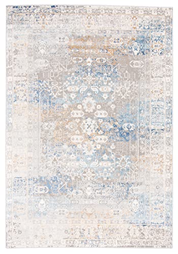 Carpeto Rugs Ethno Vintage Teppich - Kurzflor - Weich Teppich für Wohnzimmer, Schlafzimmer, Esszimmer - ÖKO-TEX Wohnzimmerteppich - Teppiche - Grau Blau - 120 x 170 cm von Carpeto Rugs