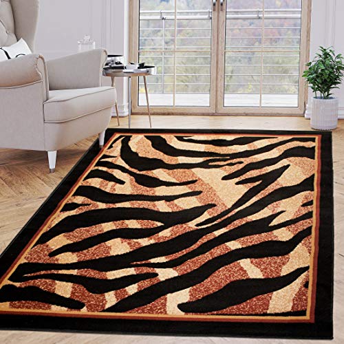 Carpeto Rugs Kurzflor Teppich Tierfell Optik Tiere Motiv Animal Print Muster - Bettvorleger Teppich für Wohnzimmer Schlafzimmer Esszimmer Beige Schwarz 180 x 250 cm von Carpeto Rugs