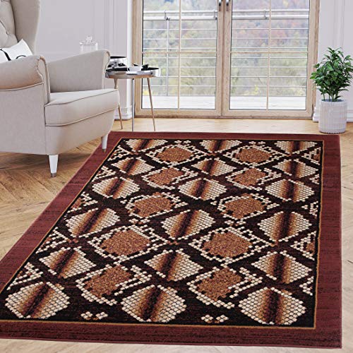 Carpeto Rugs Kurzflor Teppich Tierfell Optik Tiere Motiv Animal Print Schlangenmuster - Bettvorleger Teppich für Wohnzimmer Schlafzimmer Esszimmer Braun 130 x 190 cm von Carpeto Rugs