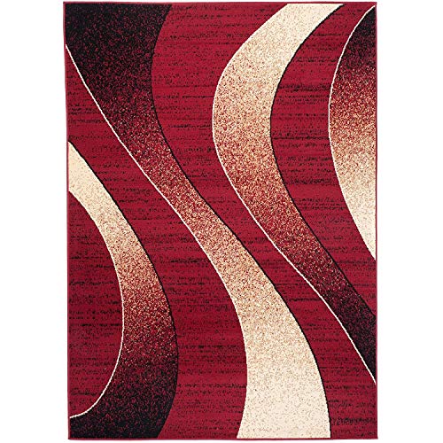 Carpeto Rugs Modern Designer Teppich - Kurzflor - Weich Teppich für Wohnzimmer, Schlafzimmer, Esszimmer - ÖKO-TEX Wohnzimmerteppich - Teppiche - rot - 120 x 170 cm von Carpeto Rugs