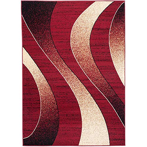 Carpeto Rugs Modern Designer Teppich - Kurzflor - Weich Teppich für Wohnzimmer, Schlafzimmer, Esszimmer - ÖKO-TEX Wohnzimmerteppich - Teppiche - rot - 220 x 300 cm von Carpeto Rugs