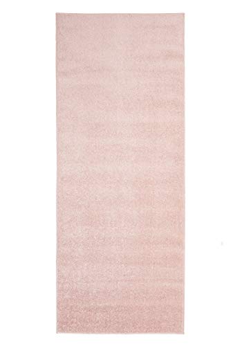 Carpeto Rugs Modern Läufer Flur Teppich Einfarbig Muster - Flauschige Flachflor Teppiche für Wohnzimmer, Schlafzimmer, Kinderzimmer - Kurzflor in Versch. Größen Pastell Farben Rosa Pink 70 x 200 cm von Carpeto Rugs